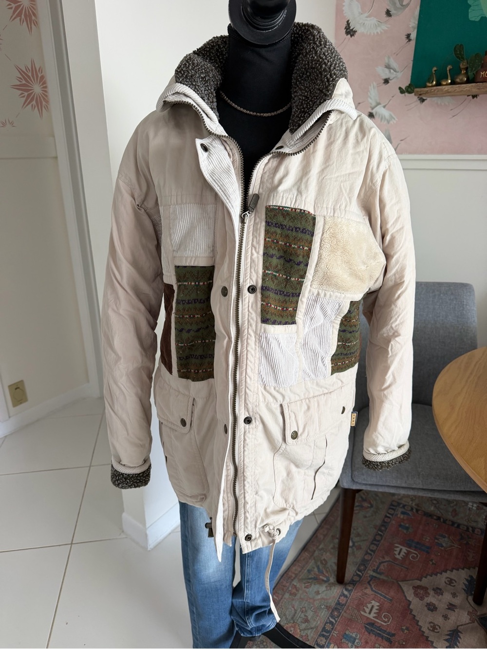Izzi Innovations Rugged Patchwork Vintage Winter Corduroy Jacket Woman’s Large